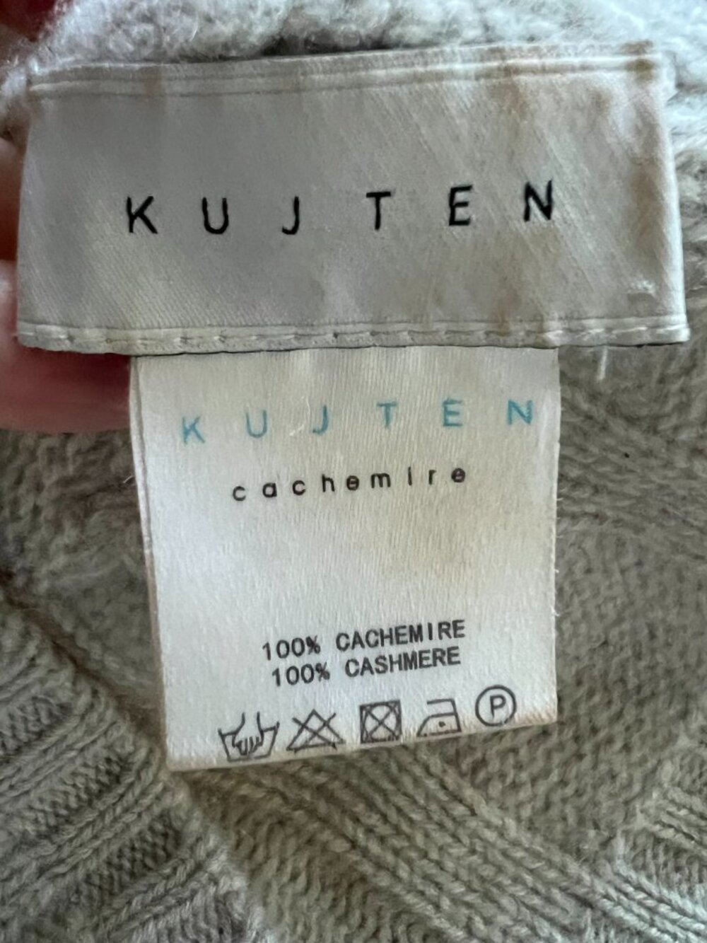 Kujten Cashmere Paris Cable Knit 100% Cashmere Cream Ivory Beige Nude Beanie - Picture 3 of 7